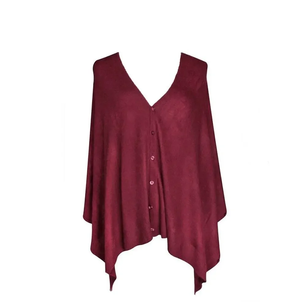Burgundy Button Shawl Shrug Wrap 60